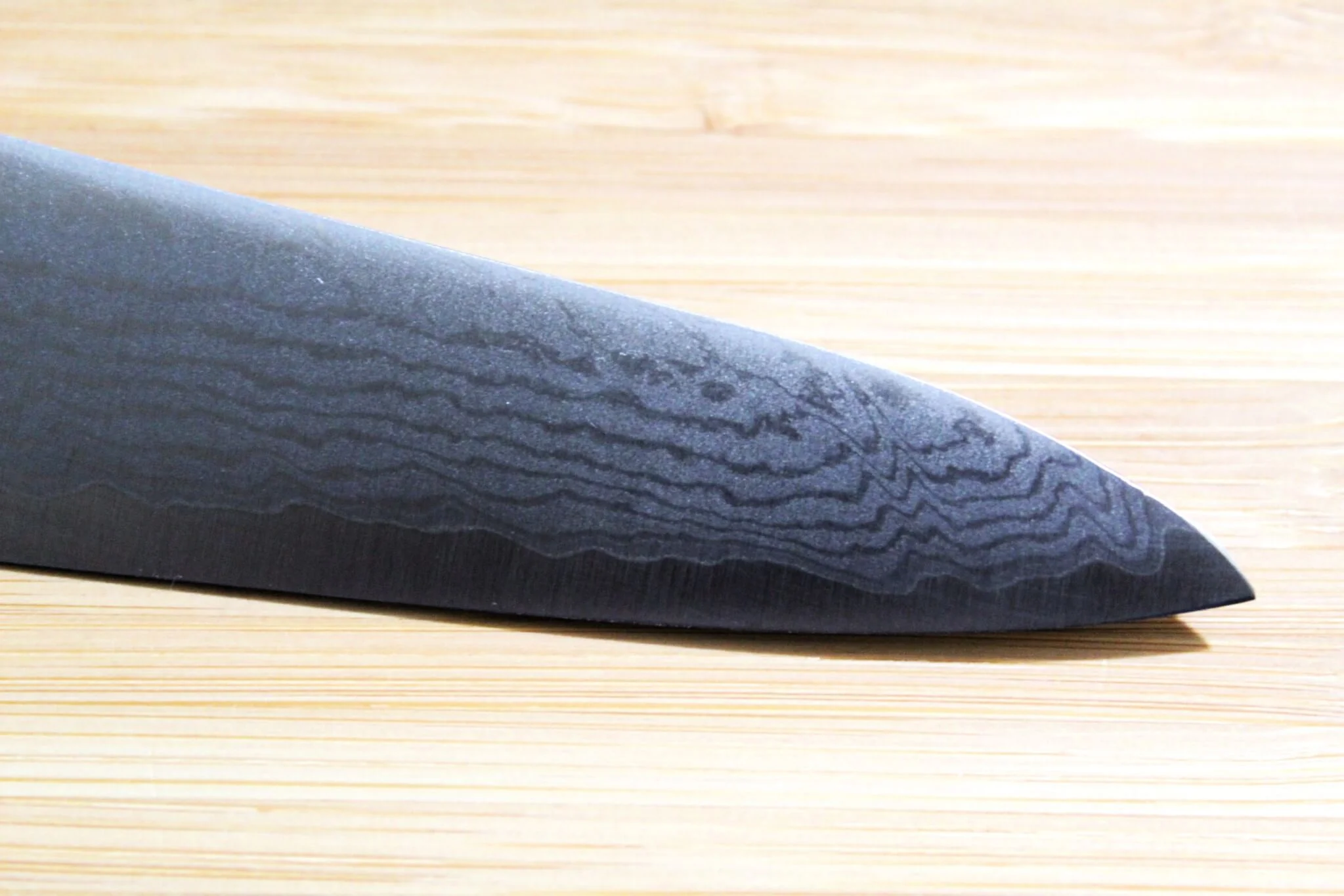 Shigeki Tanaka Damascus VG10 Petty with Black Handle  150mm / 5.9" - Image 4