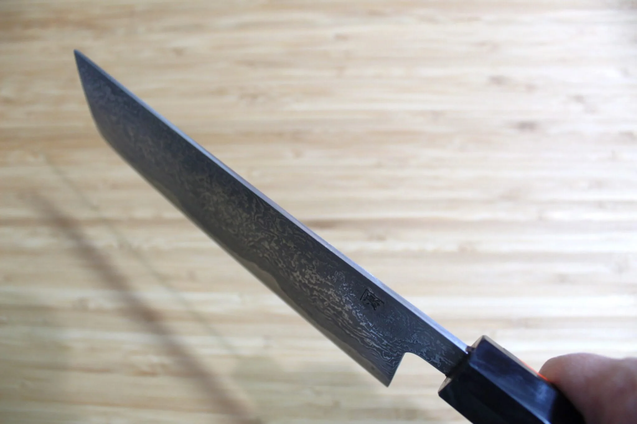 Shigeki Tanaka Habakiri Damascus SG2 Steel Nakiri with Ebony Handle Buffalo Ferrule 165mm / 6.5" - Image 10