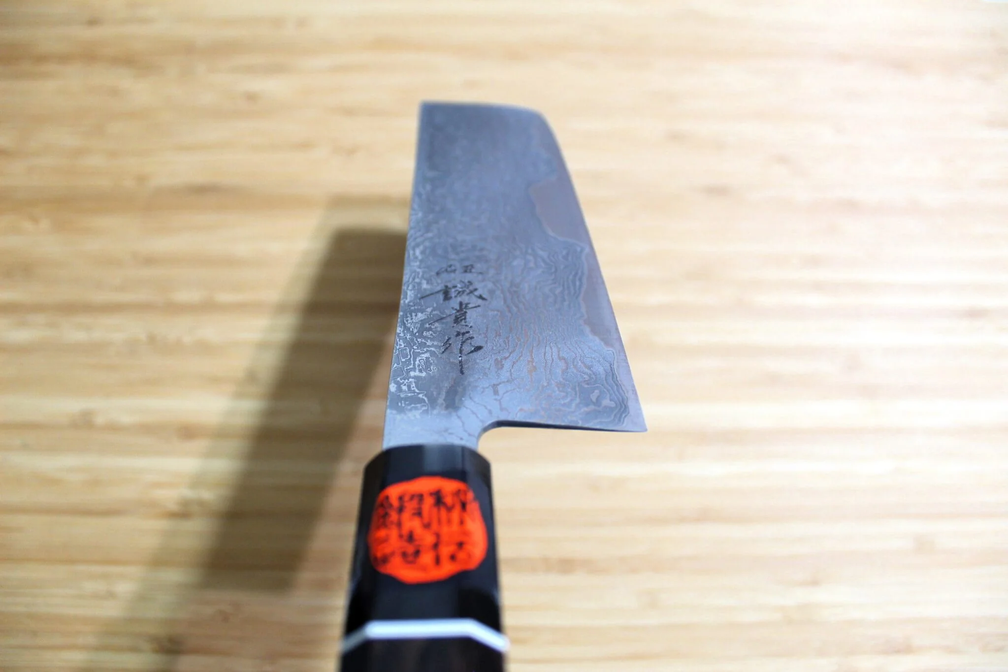 Shigeki Tanaka Habakiri Damascus SG2 Steel Nakiri with Ebony Handle Buffalo Ferrule 165mm / 6.5" - Image 11