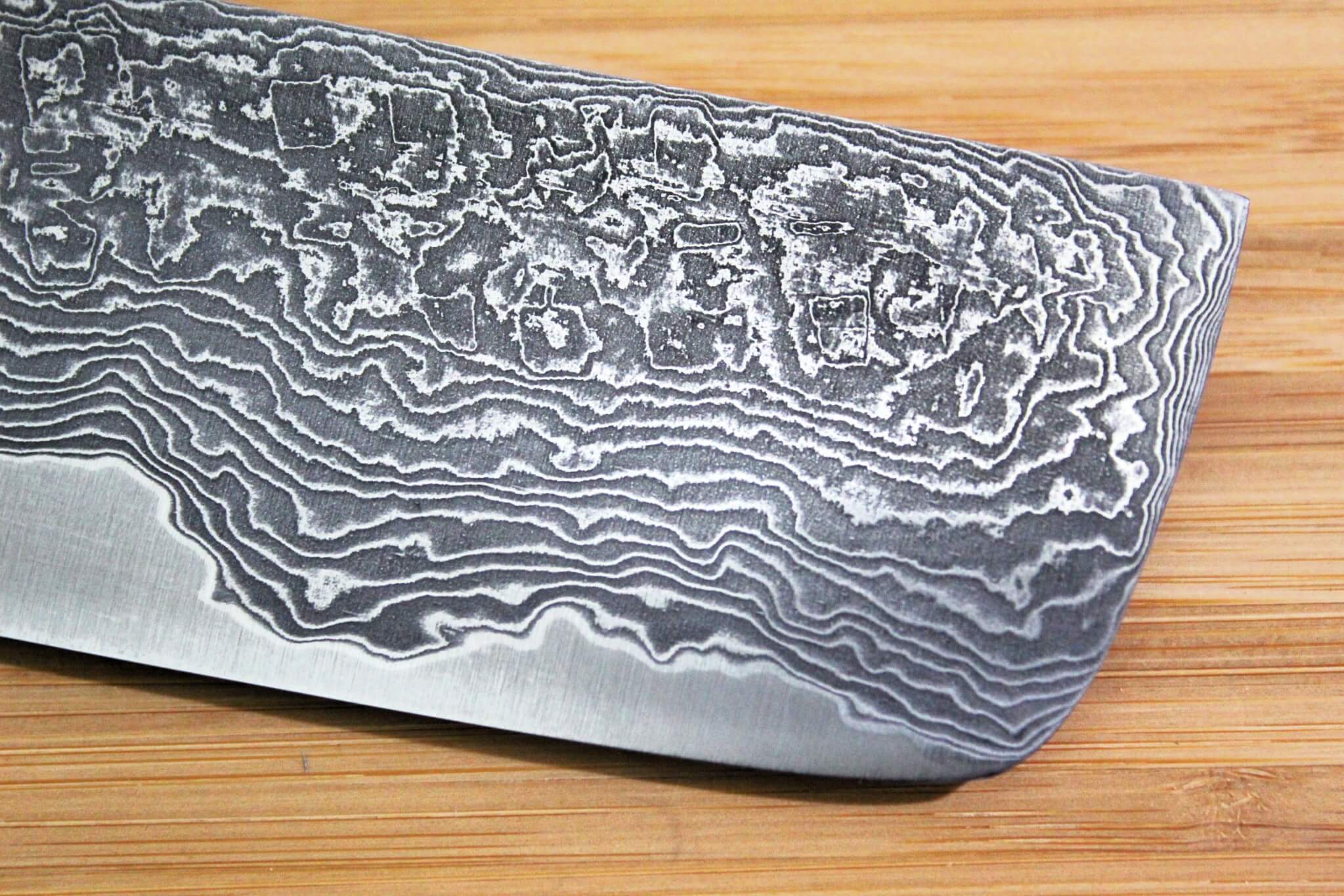 Shigeki Tanaka Habakiri Damascus SG2 Steel Nakiri with Ebony Handle Buffalo Ferrule 165mm / 6.5" - Image 5