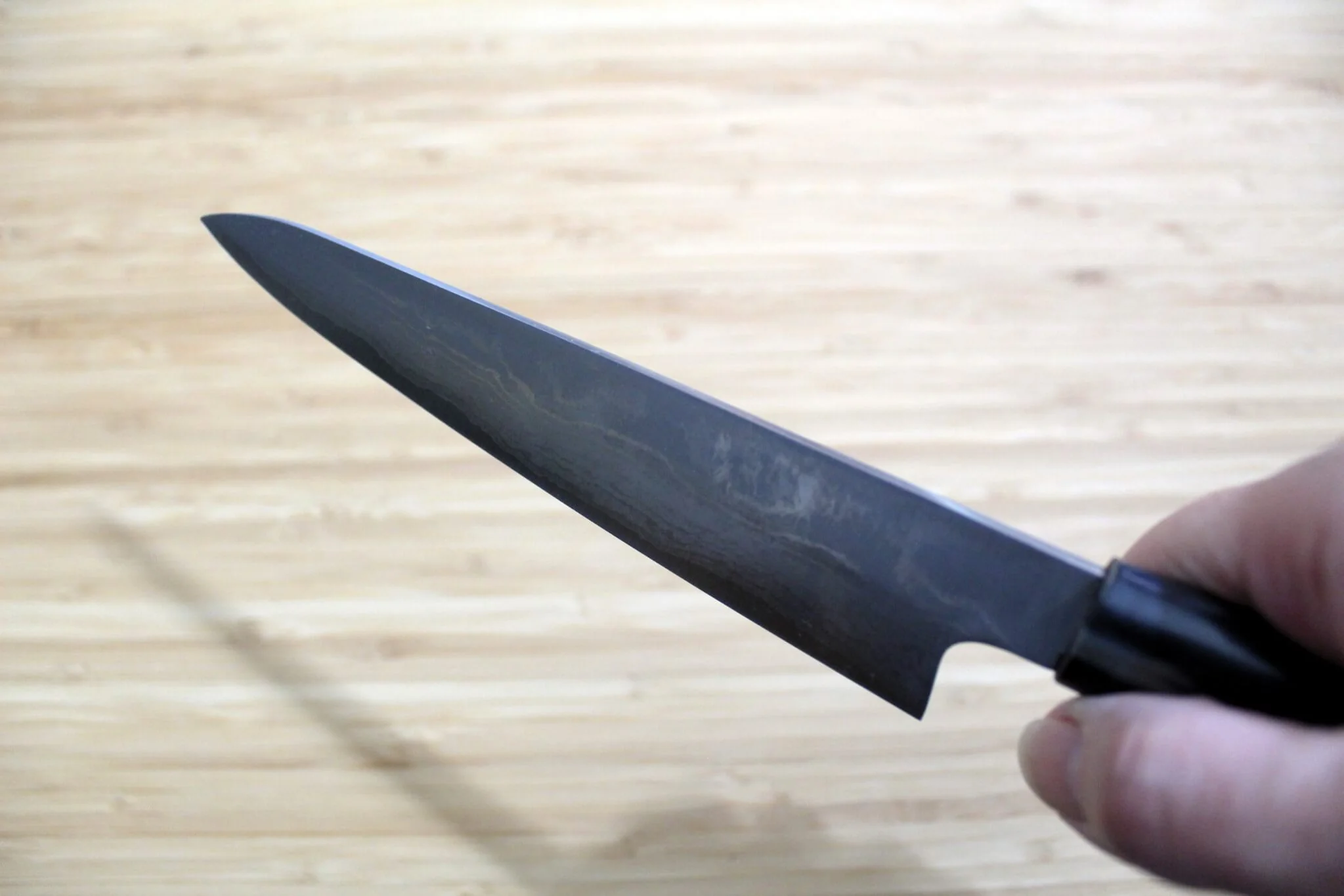 Shigeki Tanaka Damascus VG10 Petty with Magnolia Handle Buffalo Ferrule 150mm / 5.9" - Image 9