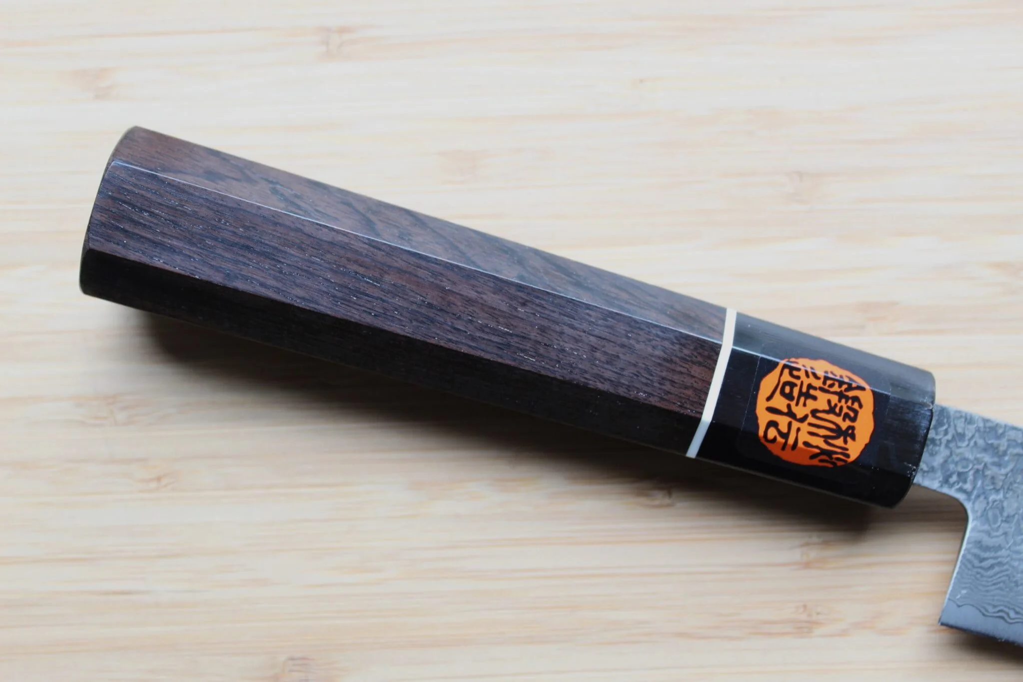 Shigeki Tanaka Habakiri Damascus SG2 Steel Sujihiki with Ebony Handle Buffalo Ferrule 240mm / 9.4" - Image 3