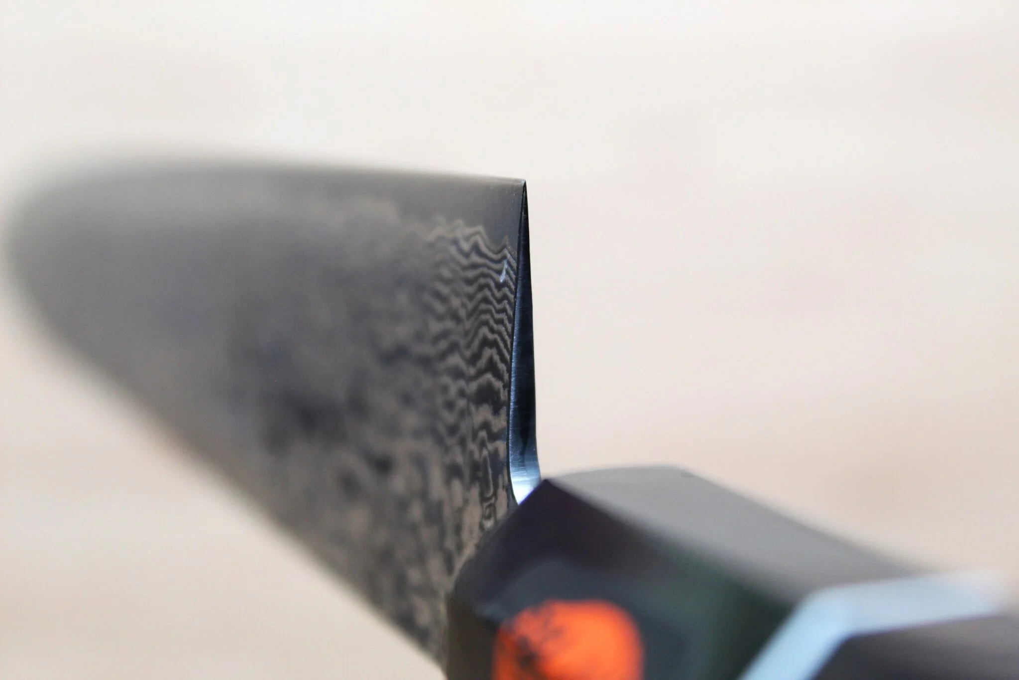 Shigeki Tanaka Habakiri Damascus SG2 Steel Sujihiki with Ebony Handle Buffalo Ferrule 240mm / 9.4" - Image 9