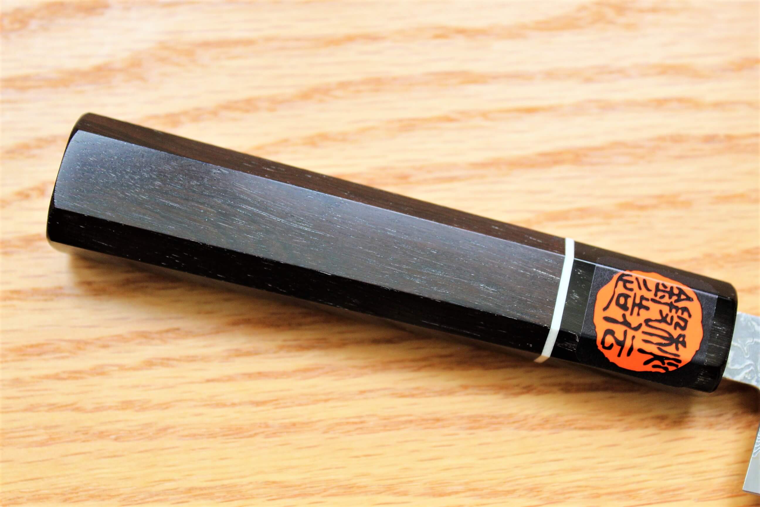 Shigeki Tanaka Habakiri Damascus SG2 Steel Petty with Ebony Handle Buffalo Ferrule 150mm / 5.9" - Image 3