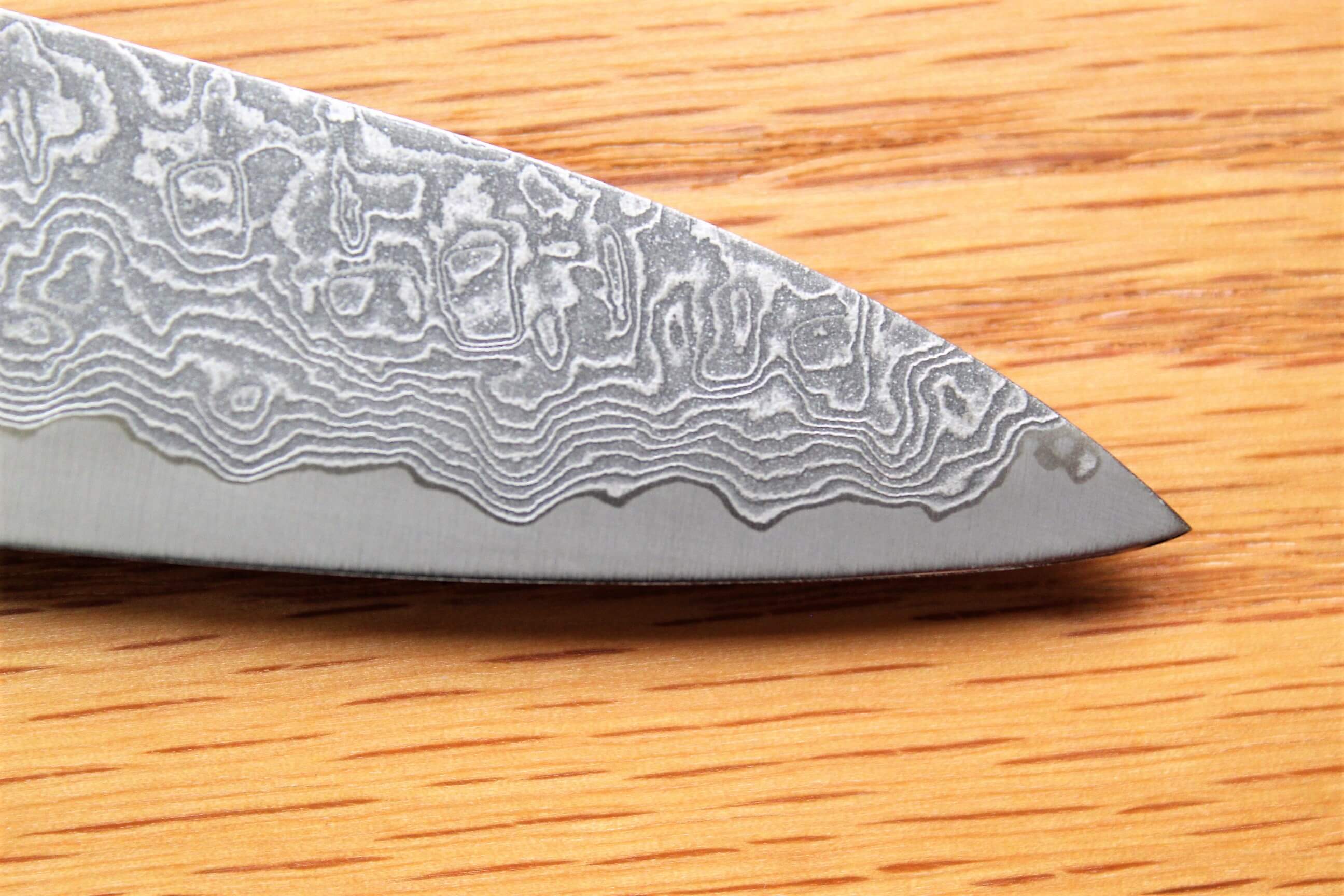 Shigeki Tanaka Habakiri Damascus SG2 Steel Petty with Ebony Handle Buffalo Ferrule 150mm / 5.9" - Image 5