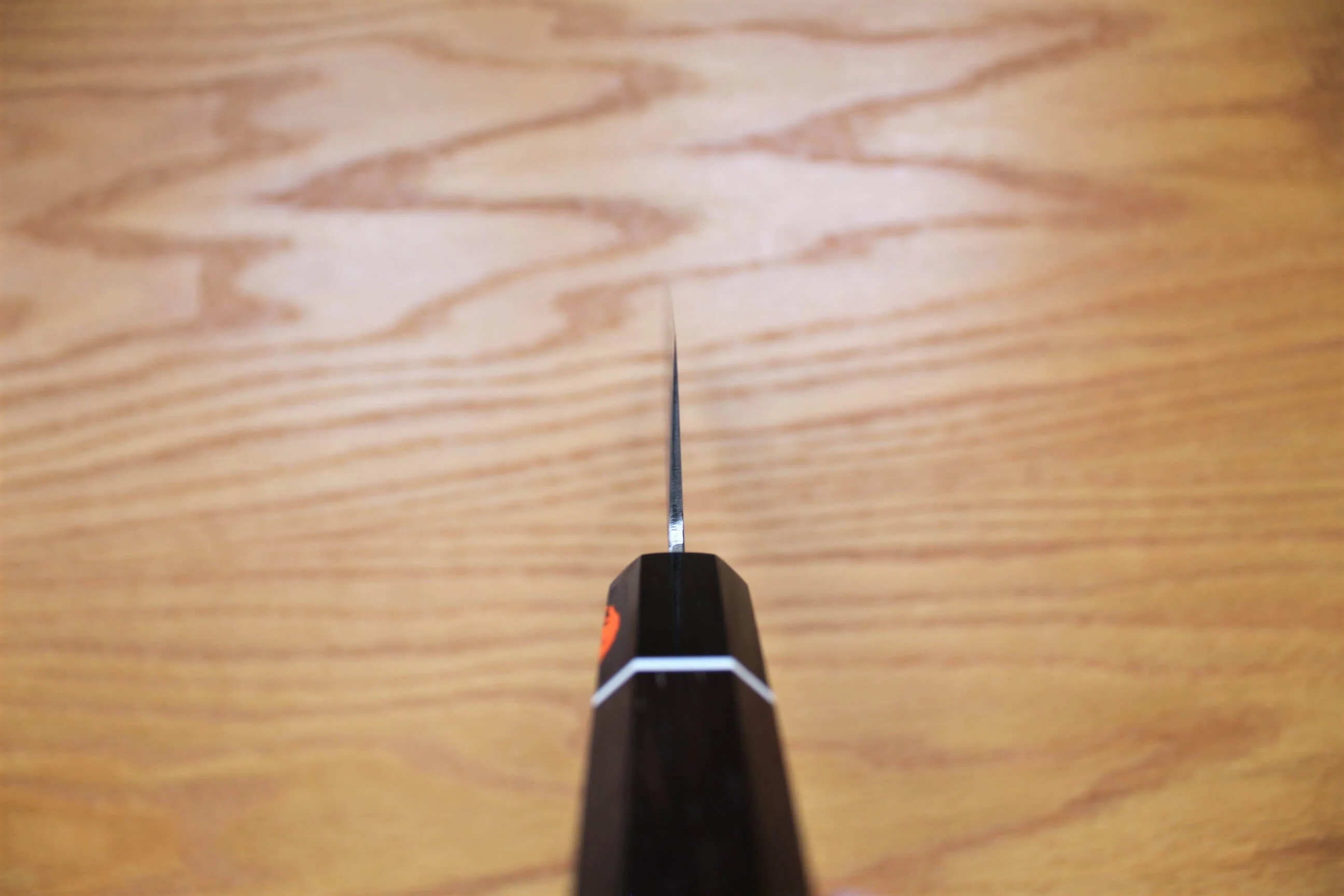 Shigeki Tanaka Habakiri Damascus SG2 Steel Gyuto with Ebony Handle Buffalo Ferrule 180mm - Image 8