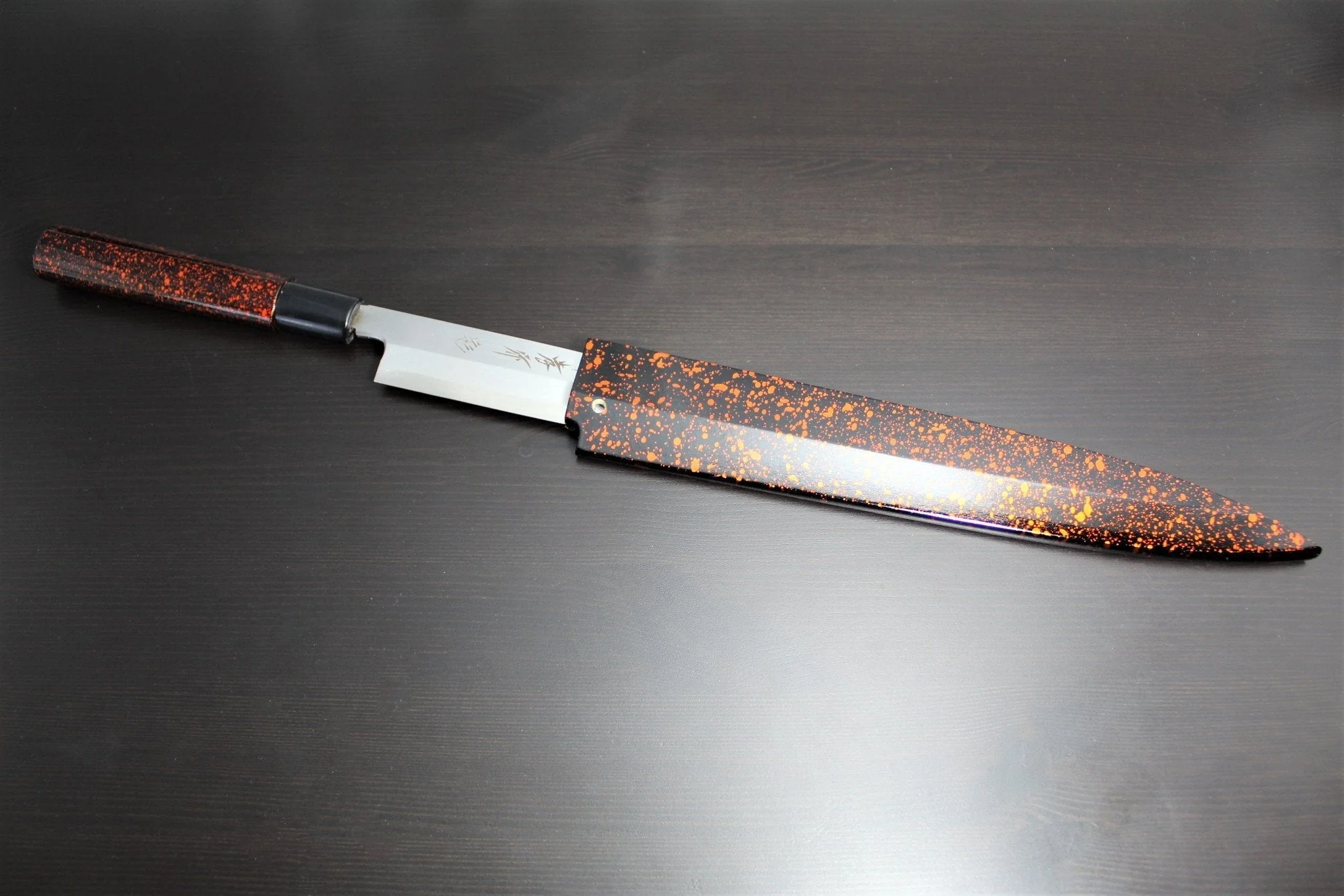 Sakai Takayuki Shobu Knife 240mm (9.4") with Saya - Shikisai Kincha - Molybdenum Stainless Steel - Image 12