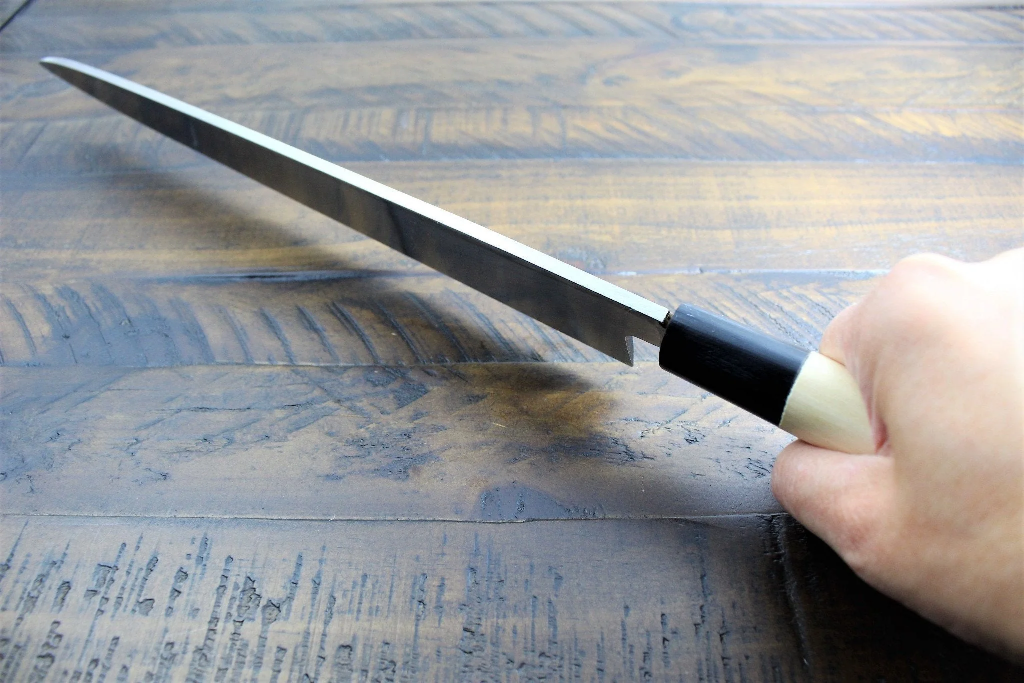 Sakai Takayuki Shobu Knife White Steel 300mm (11.8") with Buffalo Horn Handle Kasumi Togi - Image 11