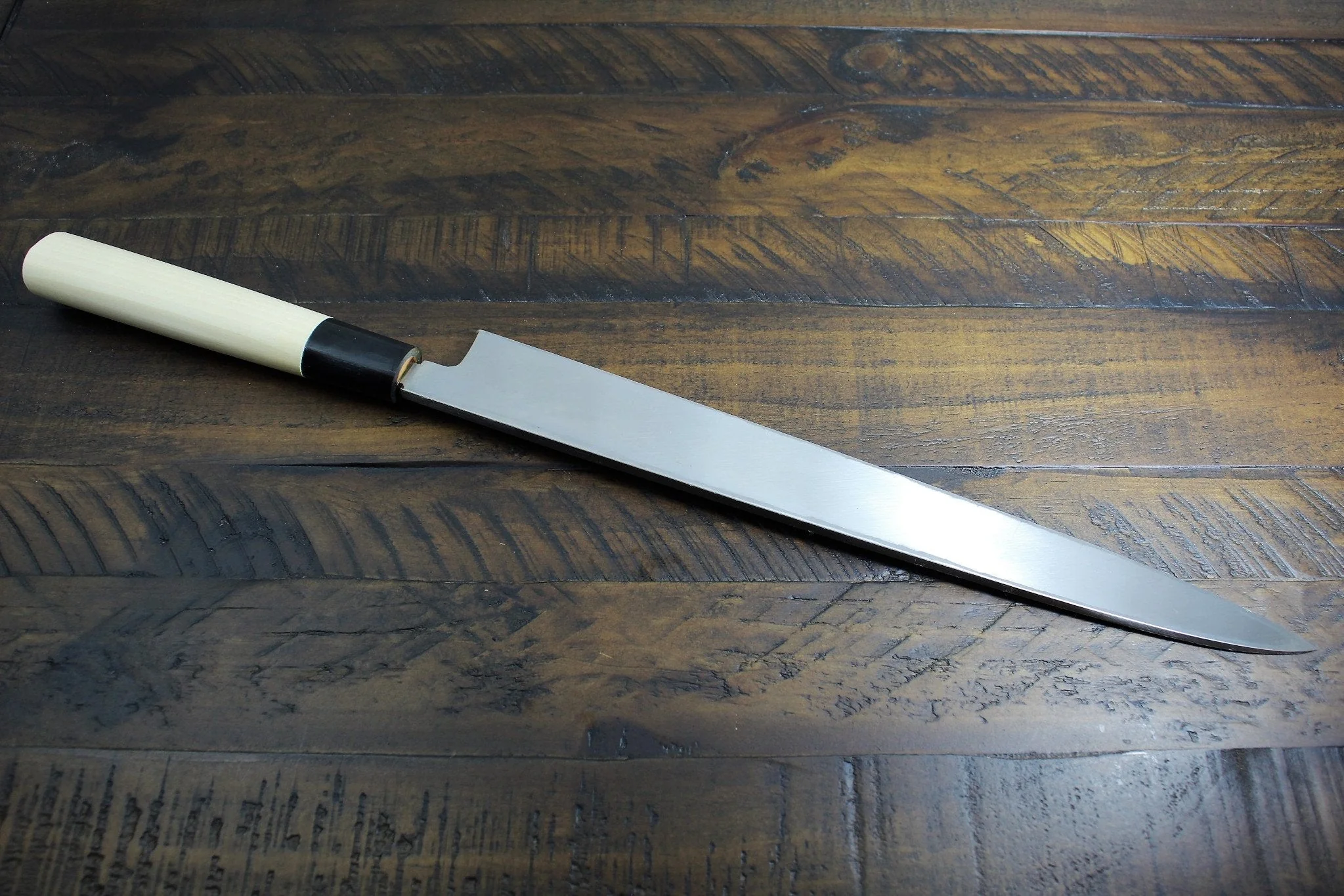 Sakai Takayuki Shobu Knife White Steel 300mm (11.8") with Buffalo Horn Handle Kasumi Togi - Image 6