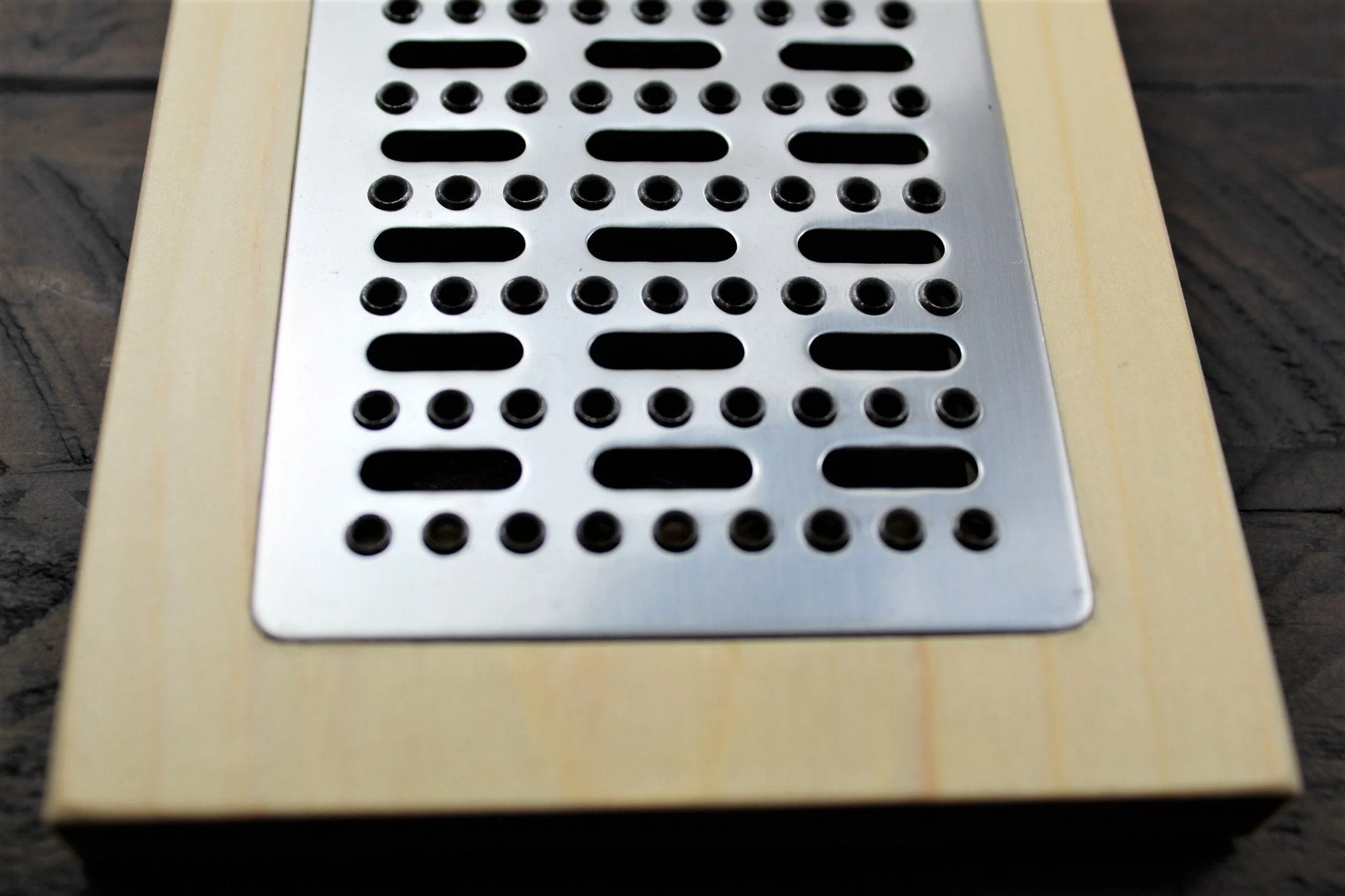 Stainless Steel Japanese Grater / Oroshigane with Wooden Frame & Rock Salt - Image 3